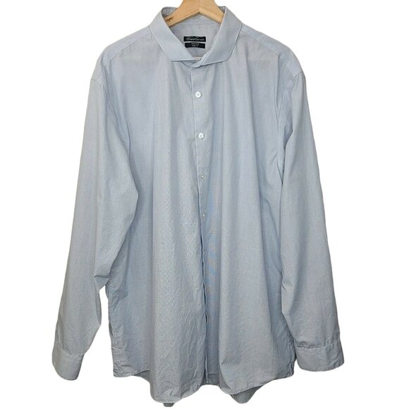 Kenneth Cole Other - Kenneth Cole Dress Shirt 2XL Men Size 18 34/35 Light Blue Grid Check Long Sleeve